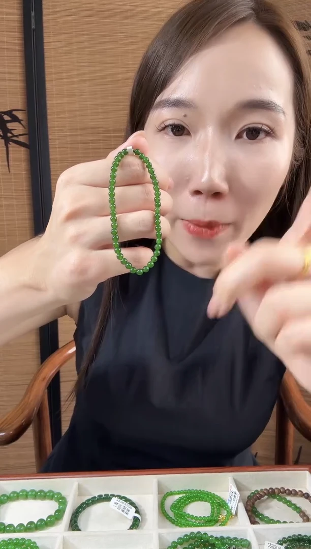 和田玉（碧玉）未镶嵌颈饰4mm菠菜高货无矿单圈