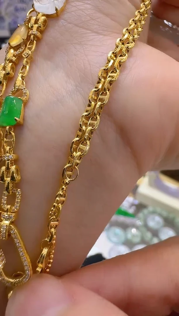 翡翠18K金镶嵌套链多样性团购发一件