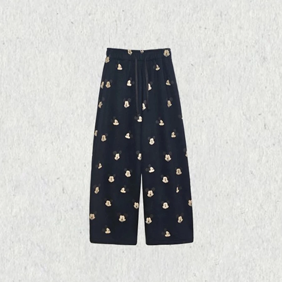 Dami宽松休闲风米奇休闲中腰印花女士长裤休闲裤女装