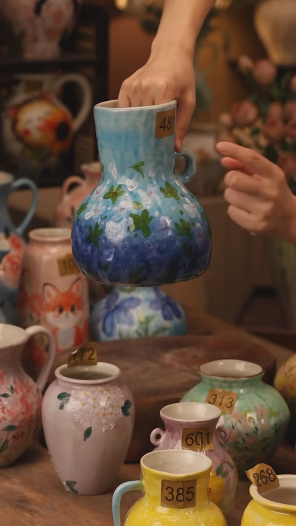 陶瓷481景德镇设计师手作花器摆件侘寂风