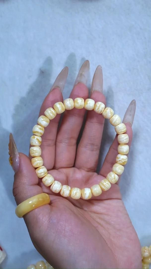 手链蜜蜡未镶嵌典藏级自然氧化2年8mm虎皮纹千层雪