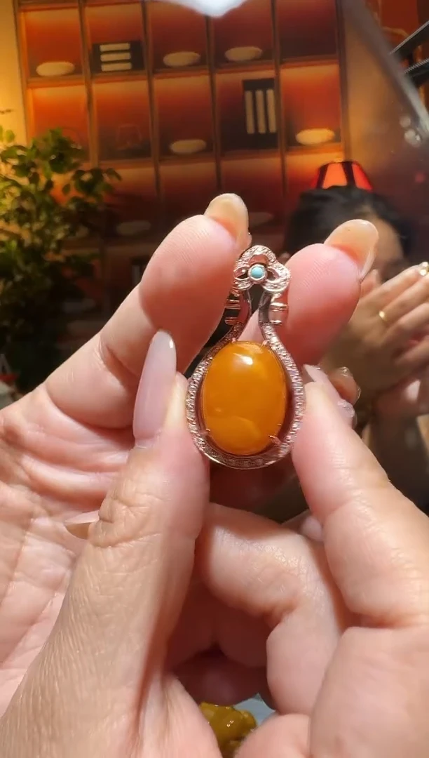 蜜蜡颈饰银S925镶嵌1285天然蜜蜡珠宝奇石全都保真