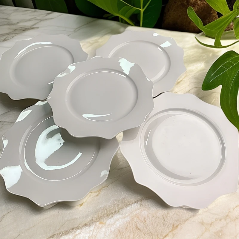 【微瑕10.5英寸异形平盘2号4个】新骨瓷纯白餐具家用商用工厂价