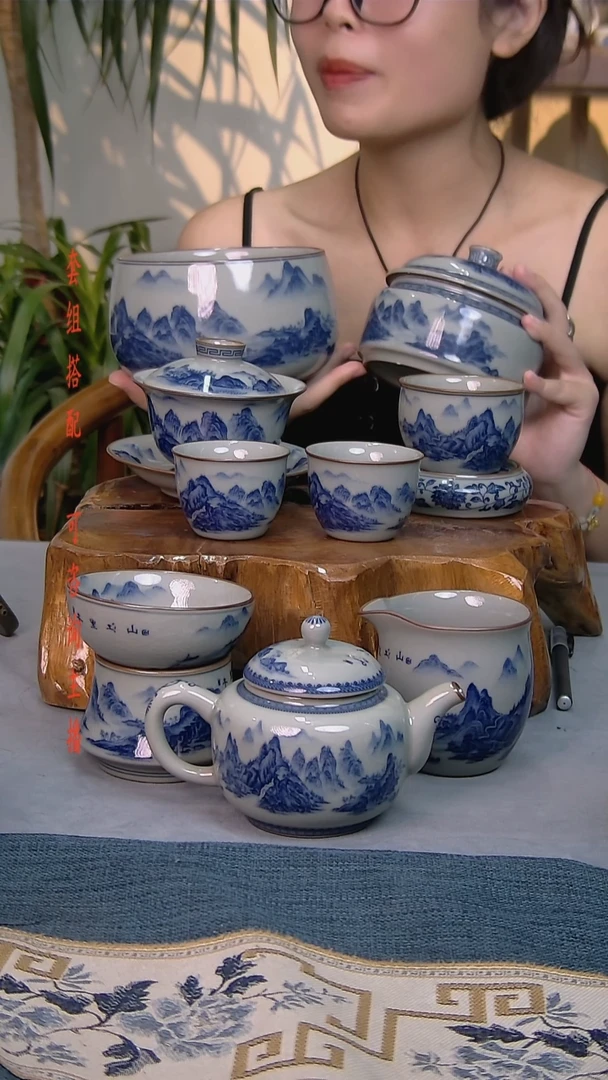 简装家用款10件套 老陶泥开片纹陶瓷茶具
