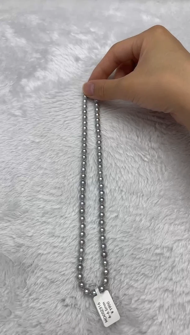 项链银S925镶嵌海水珍珠AK真多麻6-6.5mm