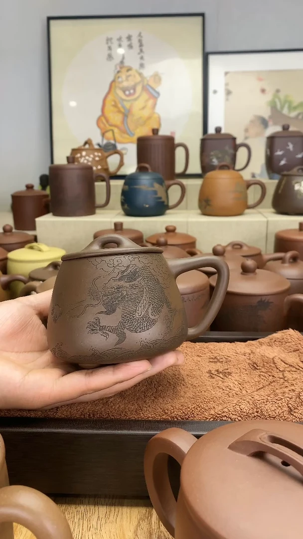 【闪购商品】紫砂茶杯龙腾盛世紫泥石瓢