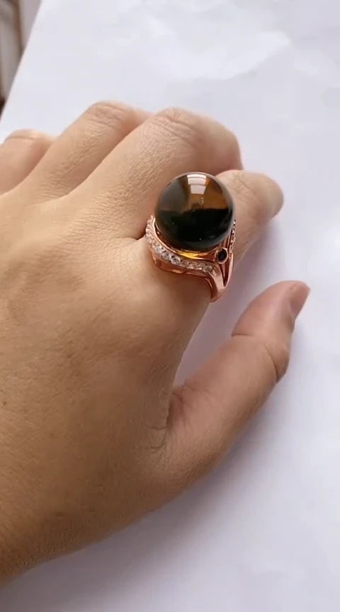 【闪购商品】琥珀裸石银S925镶嵌蓝珀戒指