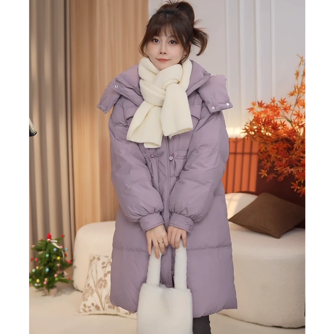 【富贵姐】千贝斯收腰白鸭绒羽绒服长款