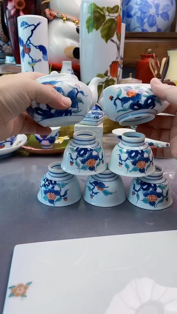 瓷片田万茶具七件套