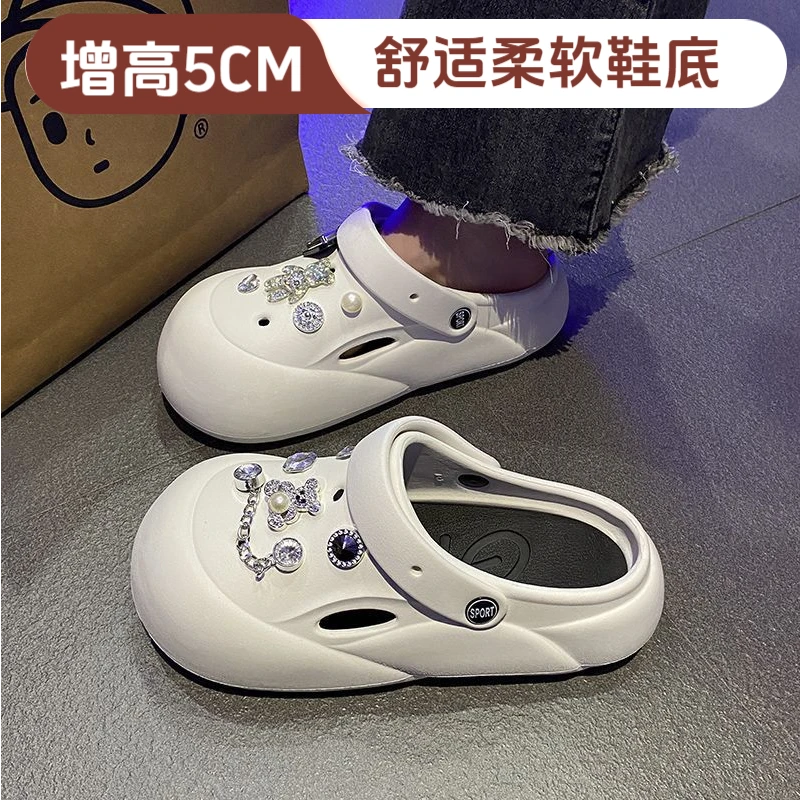 网红同款厚底夏外穿时尚学生拖鞋女防滑新款洞洞鞋包头拖凉鞋百搭