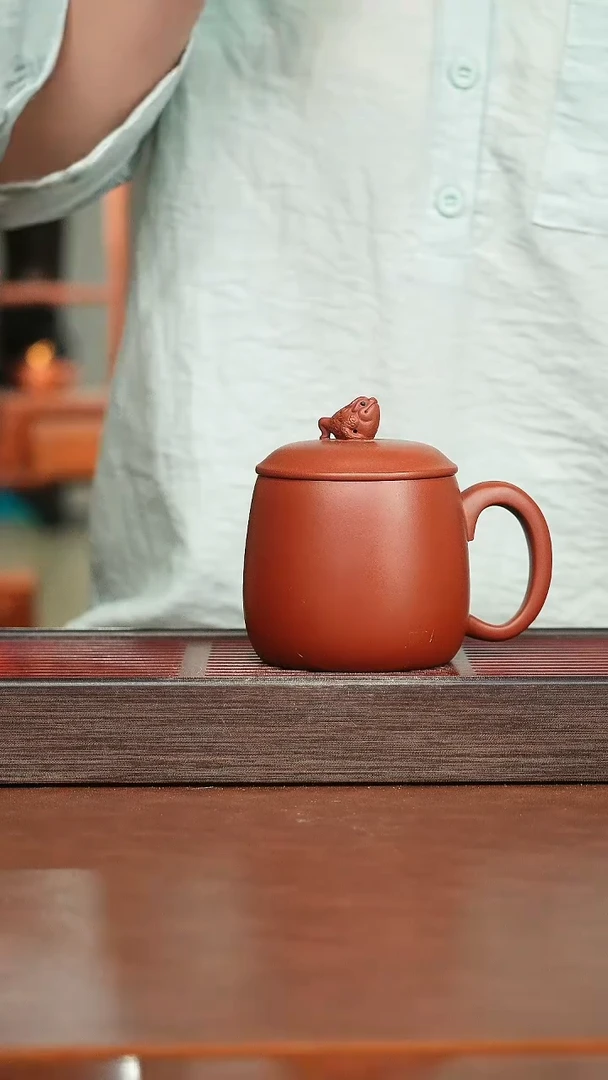 茶杯紫砂朱泥三足秦权杯350毫升