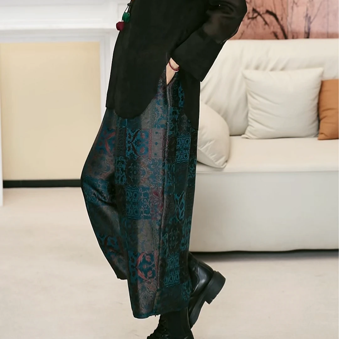 莨记【唐工十二彩】宋锦香云纱 国风复古宽松灯笼裤休闲 裤子夏季