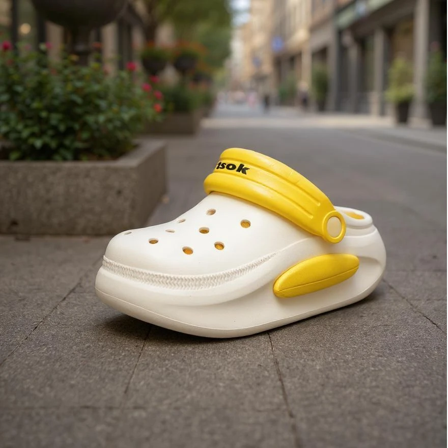 舒适包头中年低帮女一脚蹬洞洞鞋卡通凉鞋欧若智性风夏季厚底