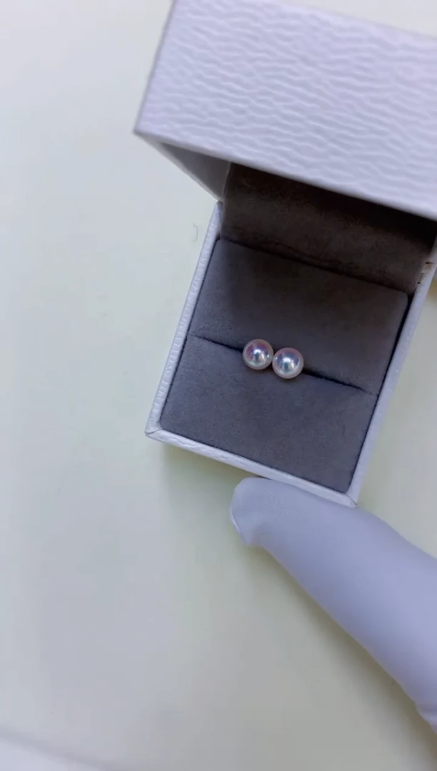 18K金镶嵌海水珍珠饰品6-7素钉定制