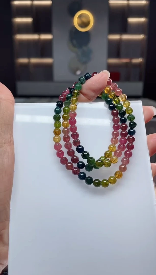 未镶嵌老矿碧玺三圈手串5mm+碧玺（多样性发一条）Q