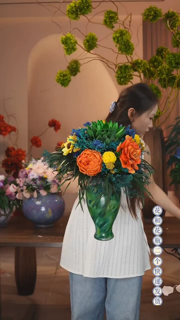 木：带花瓶+花束一套