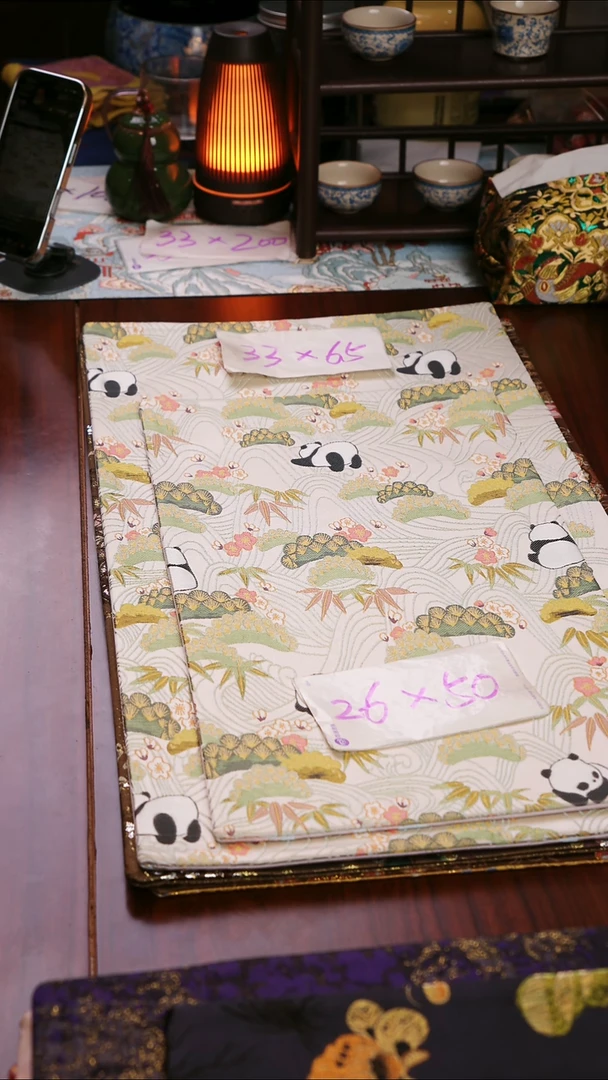 【熊猫双面】中国风干泡织锦茶席33*65