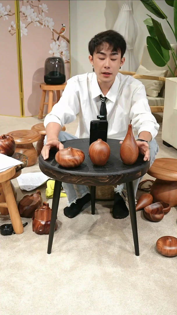 木香樟木小花瓶三个一套