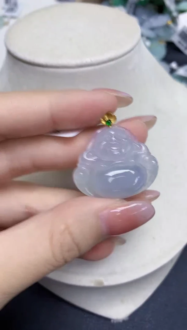 颈饰18K金镶嵌翡翠天然缅甸翡翠A货百元以上9元证书费自理