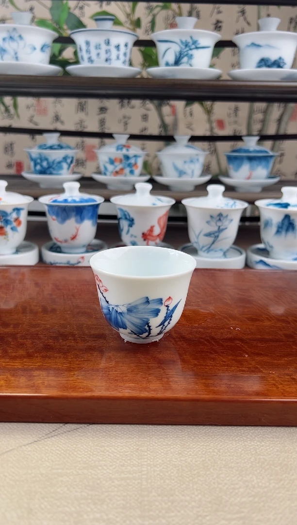 白****0微瑕荷花80ml杯子6个