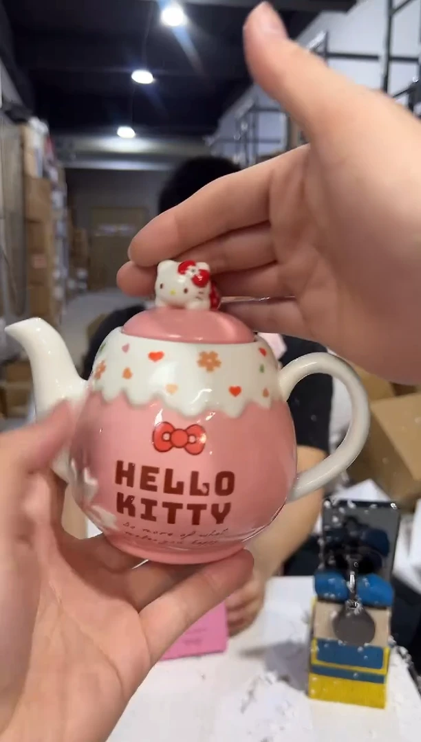 瓷片原盒樱花kt猫茶壶