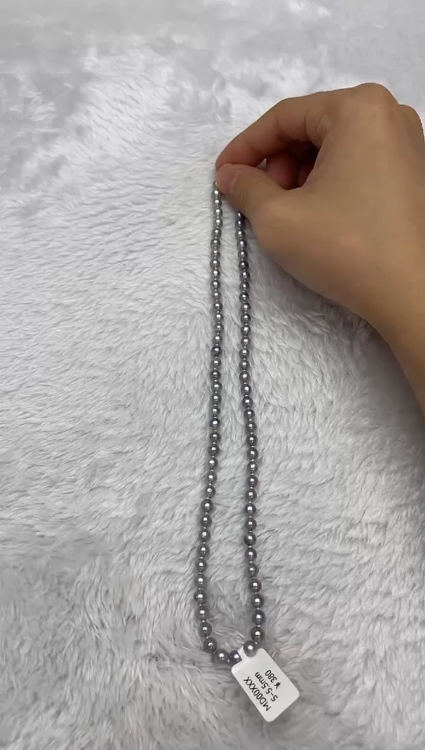 项链银S925镶嵌海水珍珠AK真多麻5-5.5mm