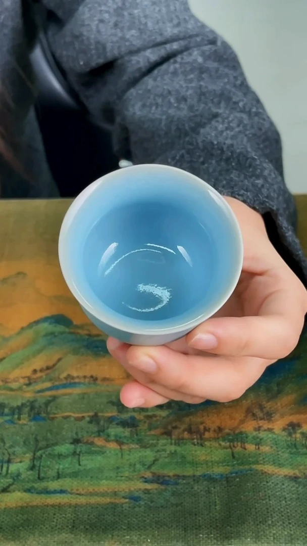 杯子瓷韩红天青釉 小金钟