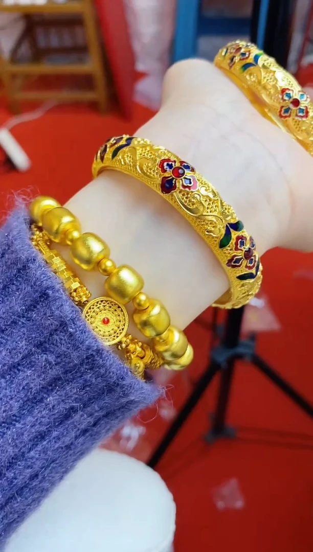 合金无023珐琅镂空卡扣手镯