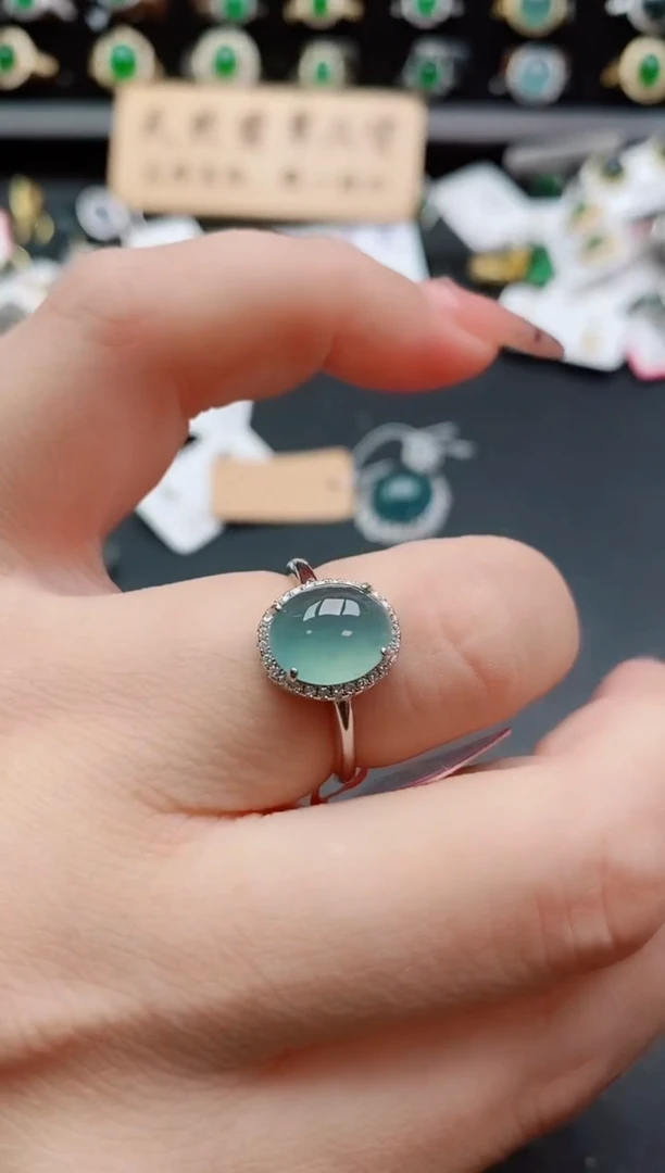 银S925镶嵌戒指翡翠1