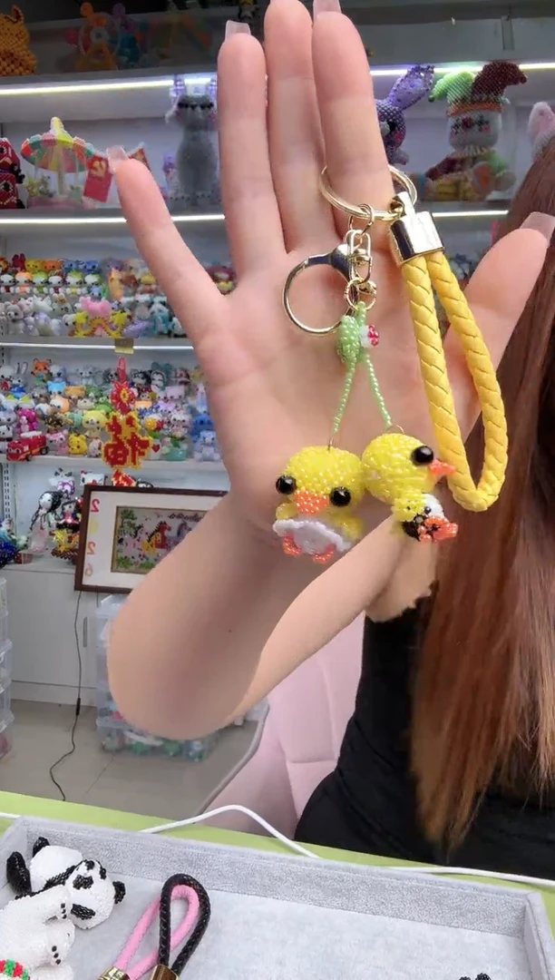 玻璃1711卡2米珠情侣鸭材料包1套带皮绳