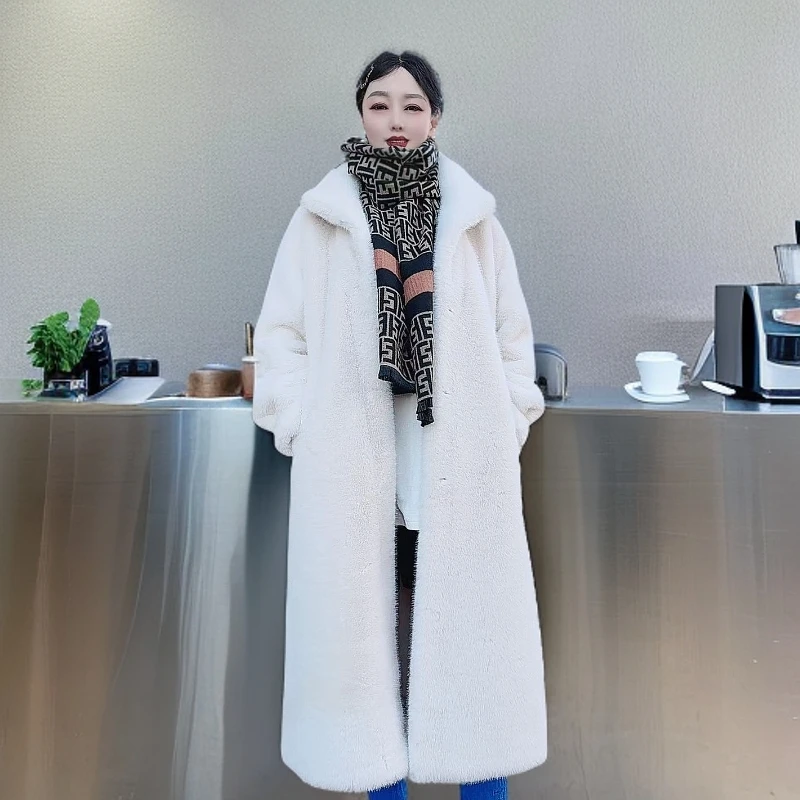 2025时尚潮品女装欧貂绒环保草草立领加厚长款设计师长款外套大衣