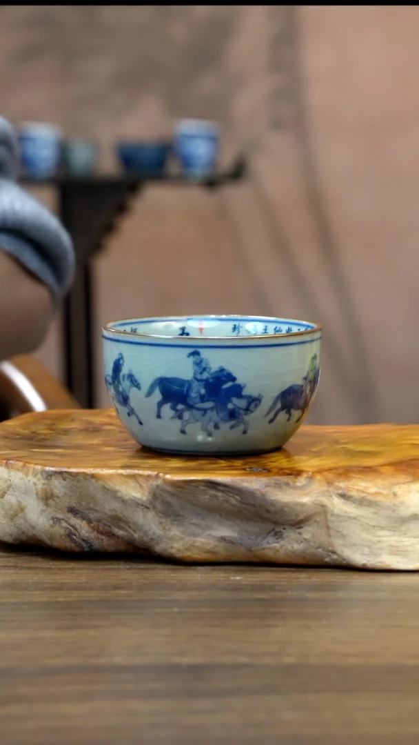 景德镇陶瓷五王卧足杯