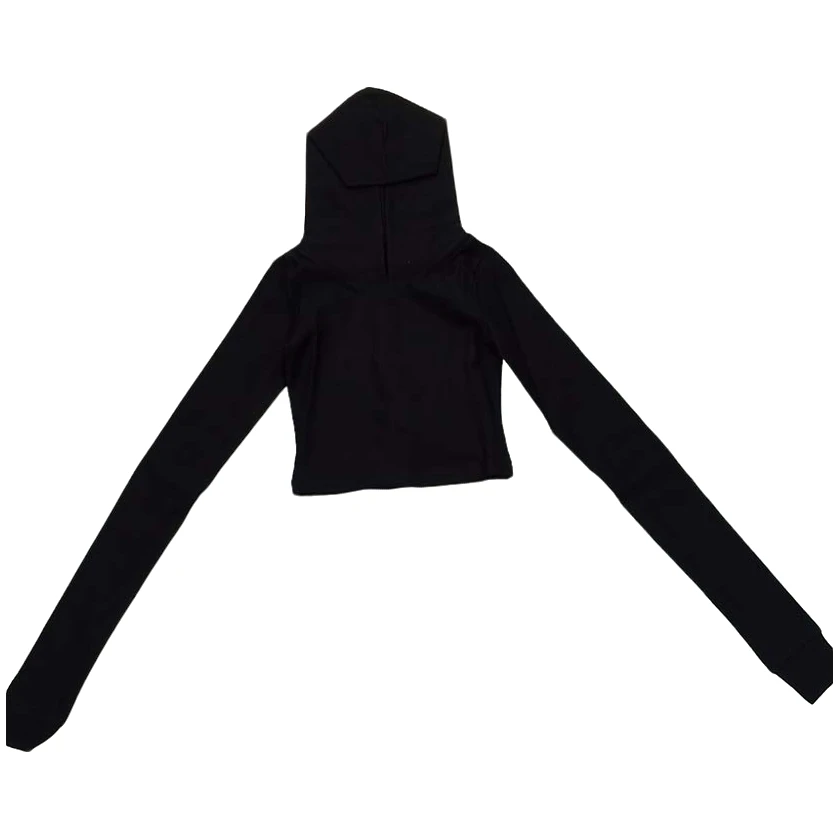 691【黑色连帽上衣】短款长袖  46-2