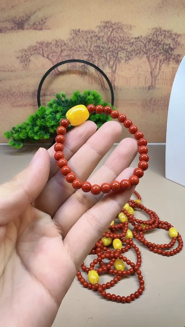 颈饰14K金镶嵌南红玛瑙A196