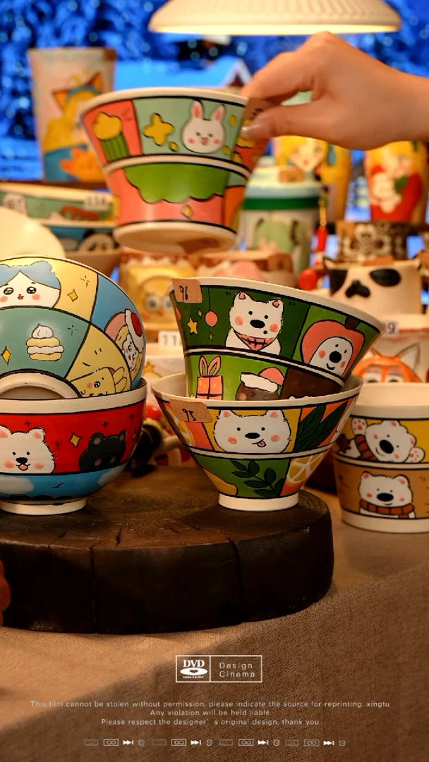 陶瓷096景德镇设计师款手工手绘高温陶瓷