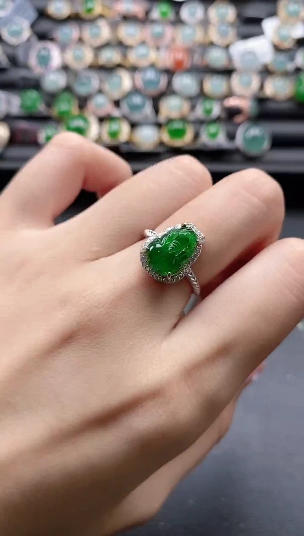 【闪购商品】翡翠戒指银S925镶嵌5151-15