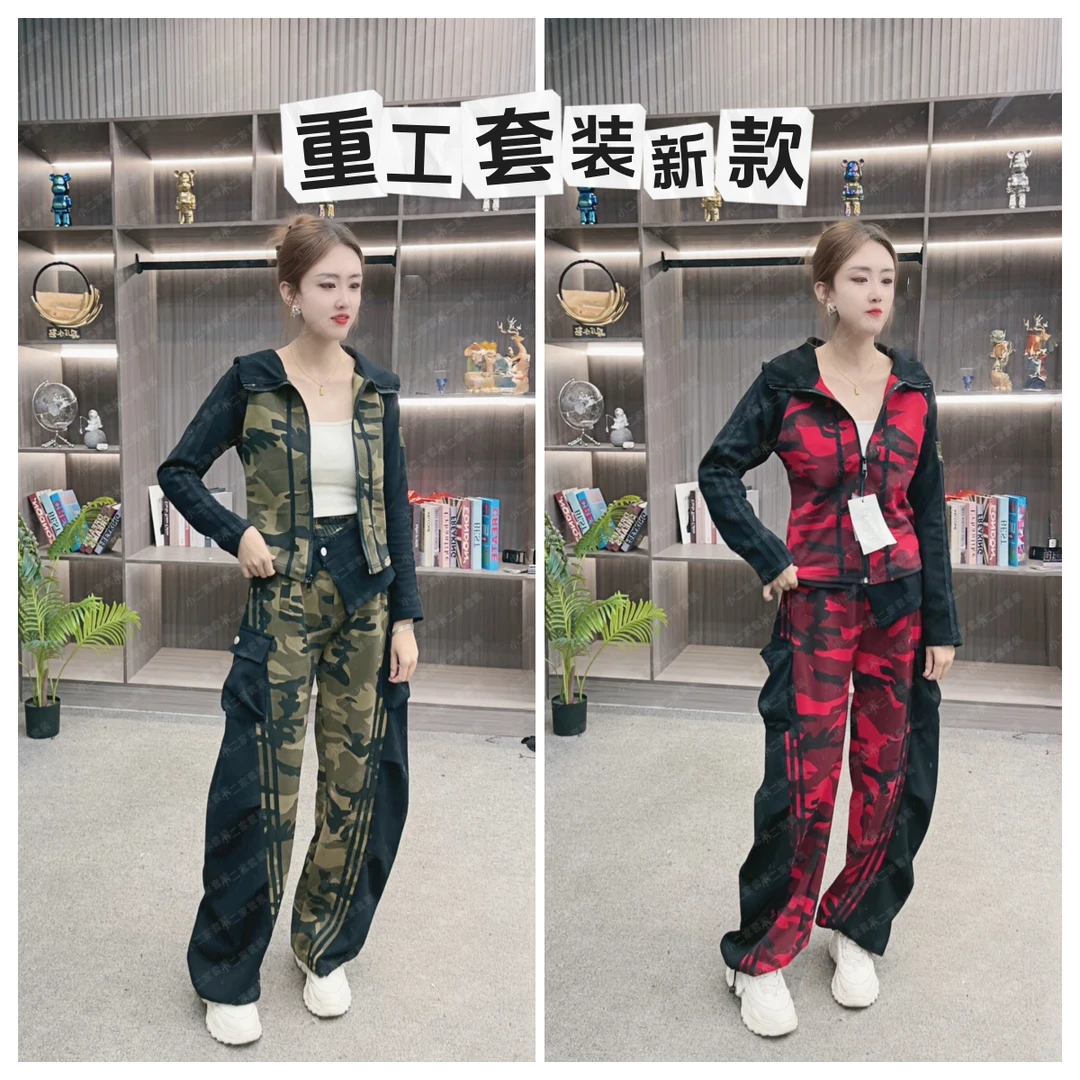 秋季新款重工帽版女生百搭泰式地雷系潮流加厚女休闲运动两件套装