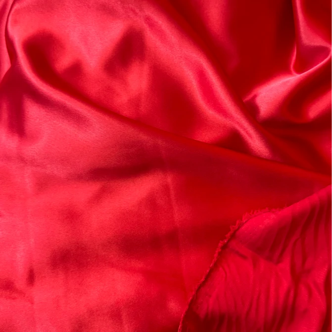 【高密弹力色丁缎面红色】连衣裙面料布料时尚时装面料