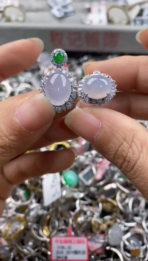 银S925镶嵌戒指翡翠777---9