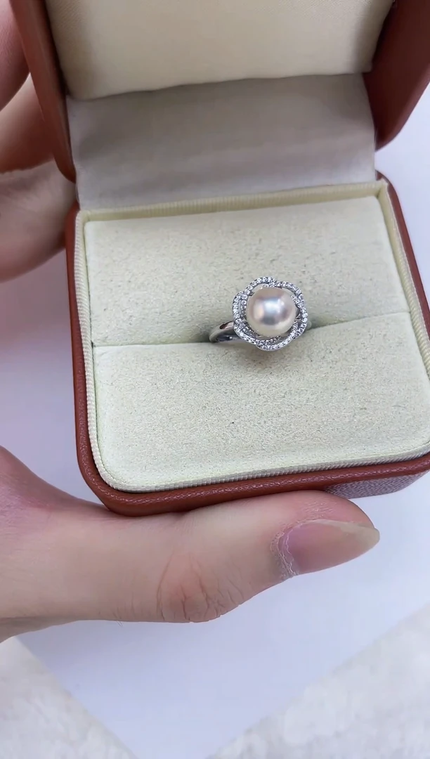 银S925镶嵌海水珍珠戒指