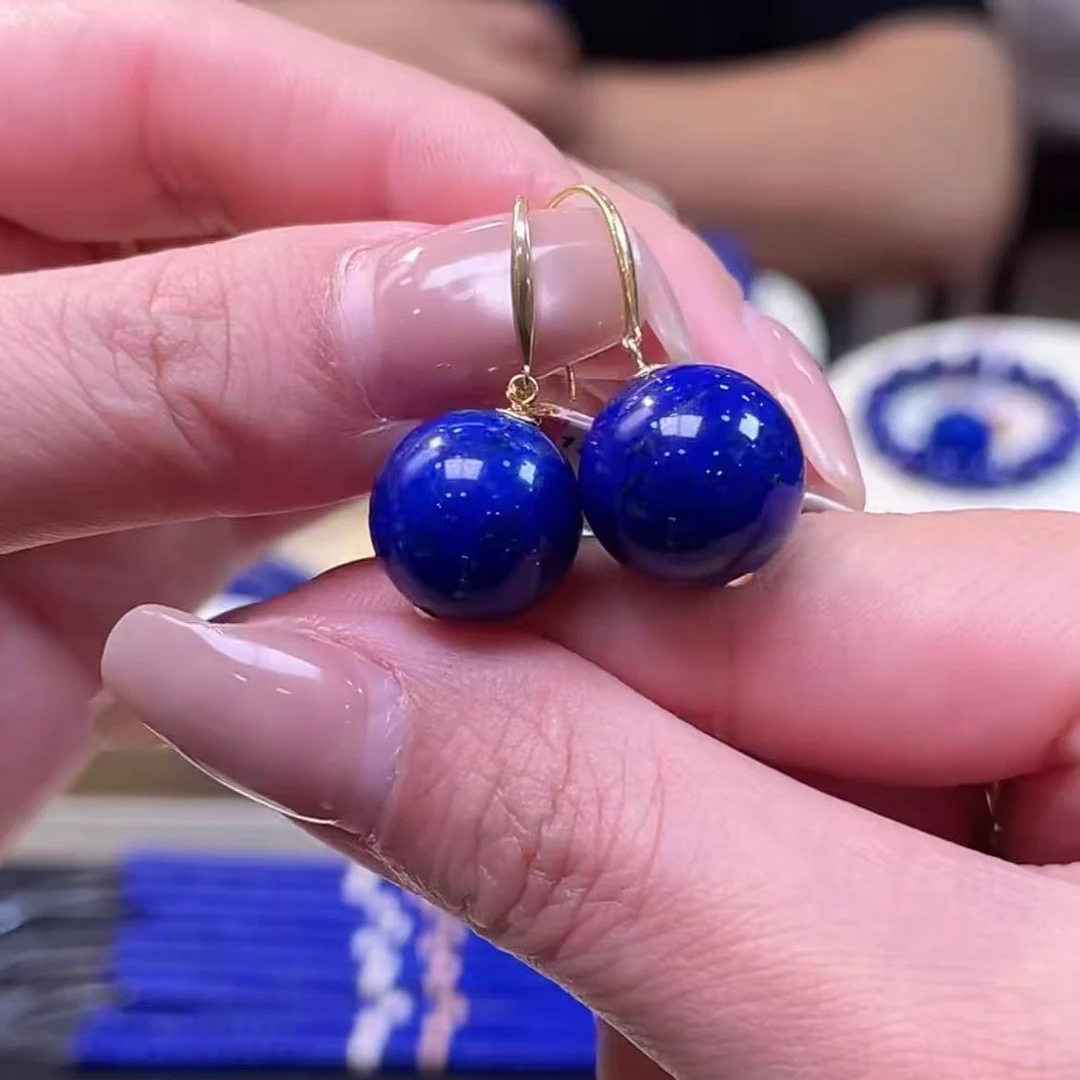 【李哥推荐】18K金镶嵌青金石13m耳坠@ZY30918037@