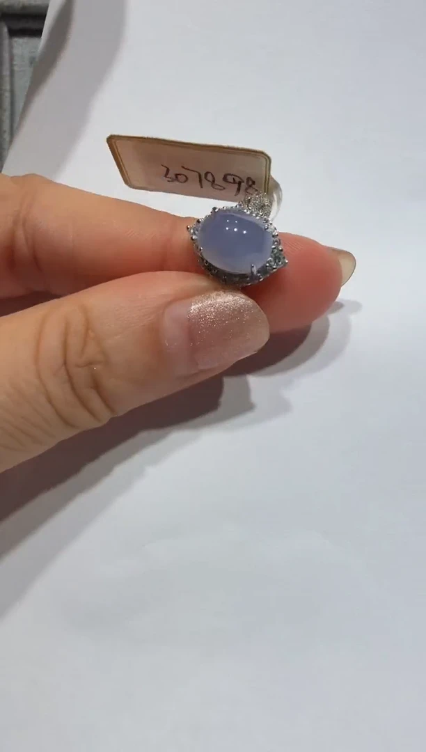 银S925镶嵌戒指翡翠缅甸A货翡翠戒指