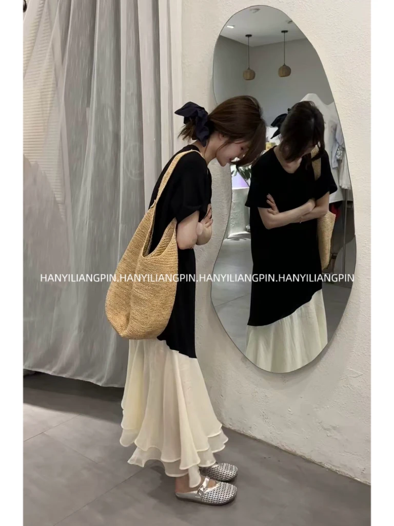 【鱼尾裙】气质假两件拼接连衣裙