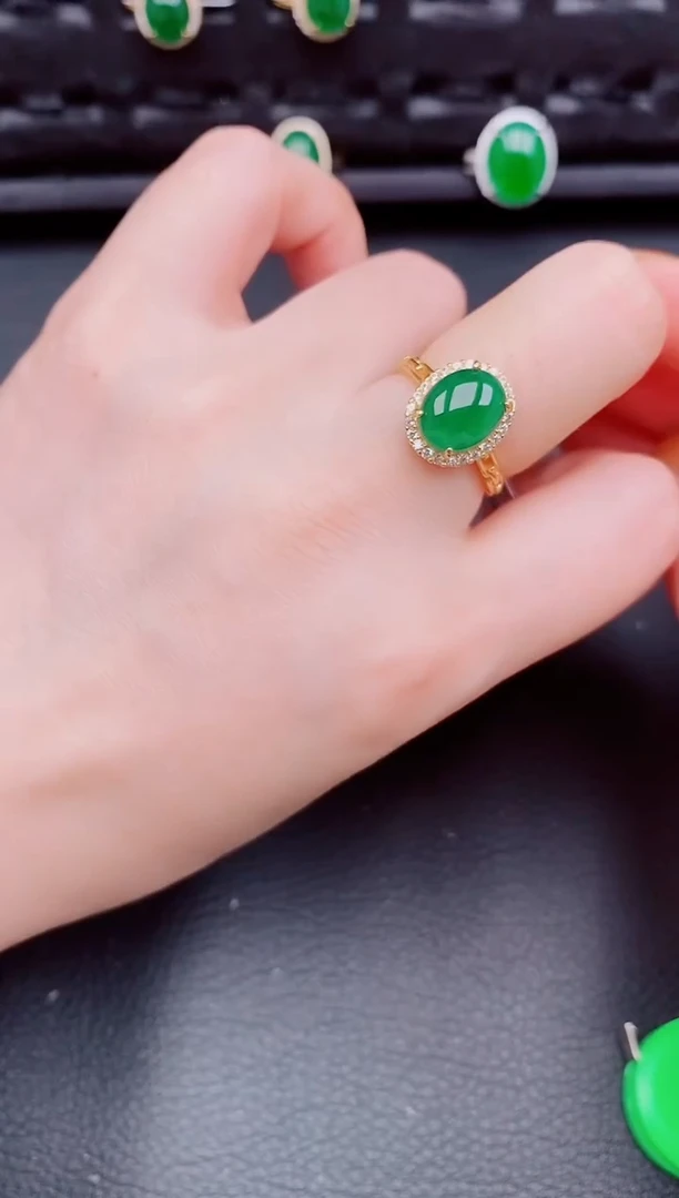 【闪购商品】翡翠戒指银S925镶嵌天然a货翡翠307