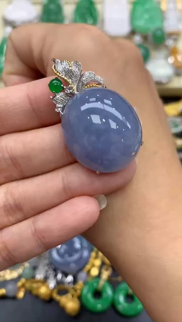 翡翠18K金镶嵌颈饰483-中国好珍宝