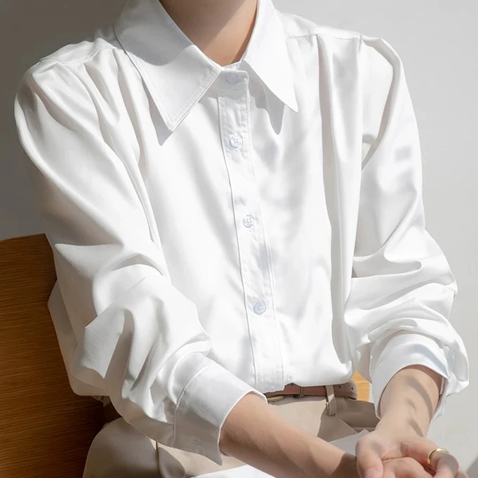 CS739春秋设计感气质上衣长袖白色小众纯色白衬衫内搭百搭