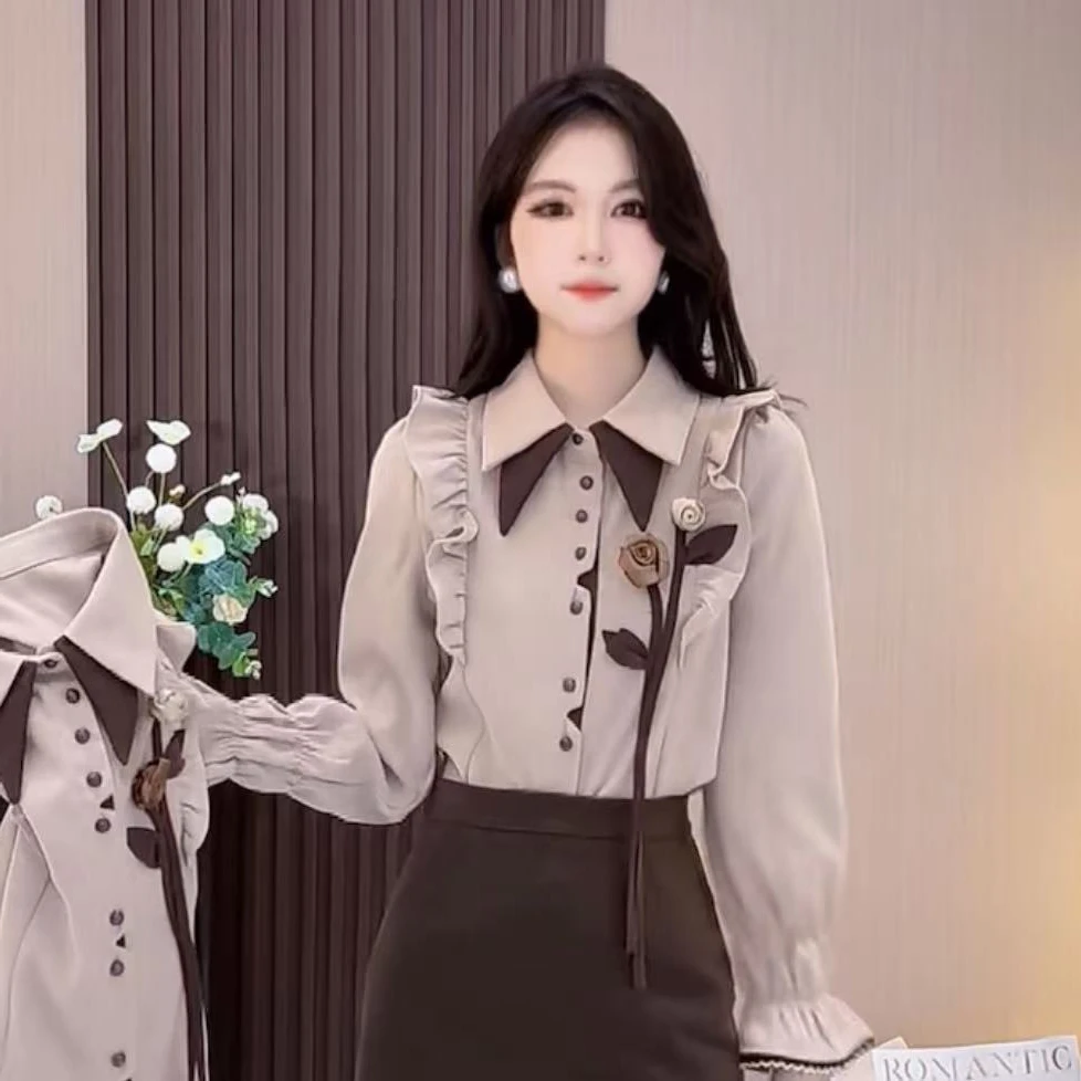 港味复古显瘦小众长袖别致气质设计感高级百搭衬衫女1566#0.1