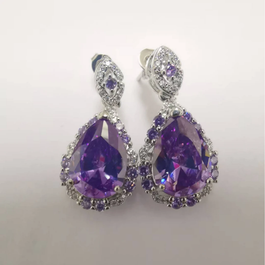 紫色蓝宝石耳饰 品质级 E0906