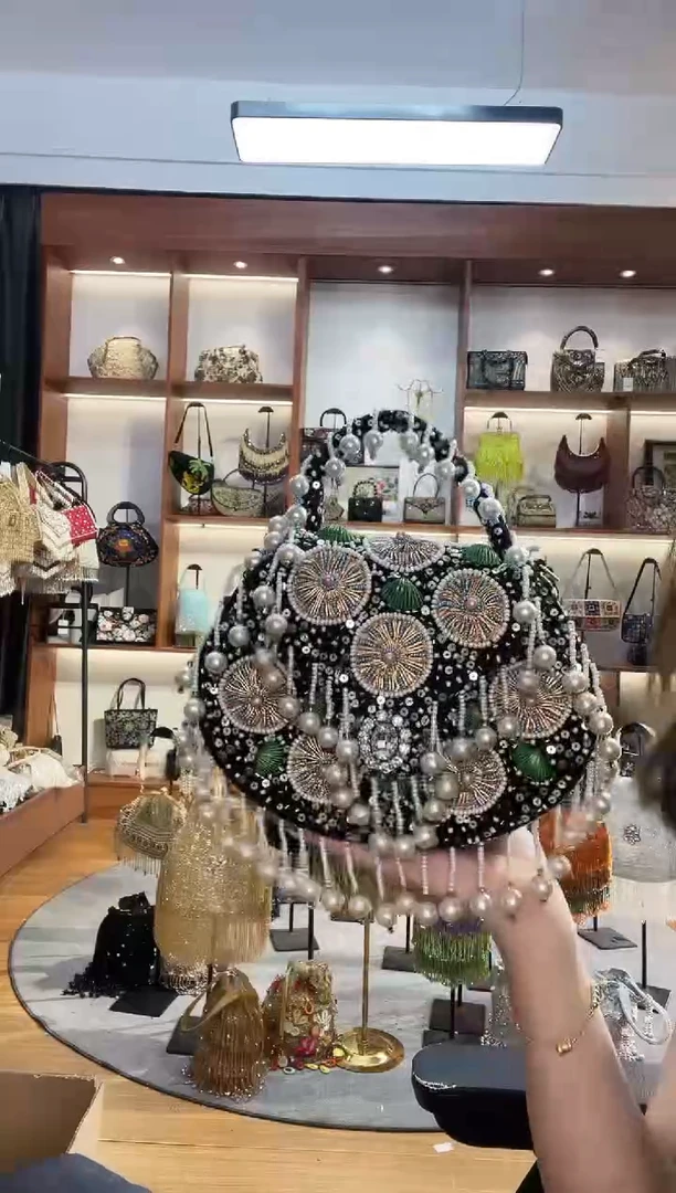 织物327手工珠珠包包腋下斜跨包手拿包手提晚宴包