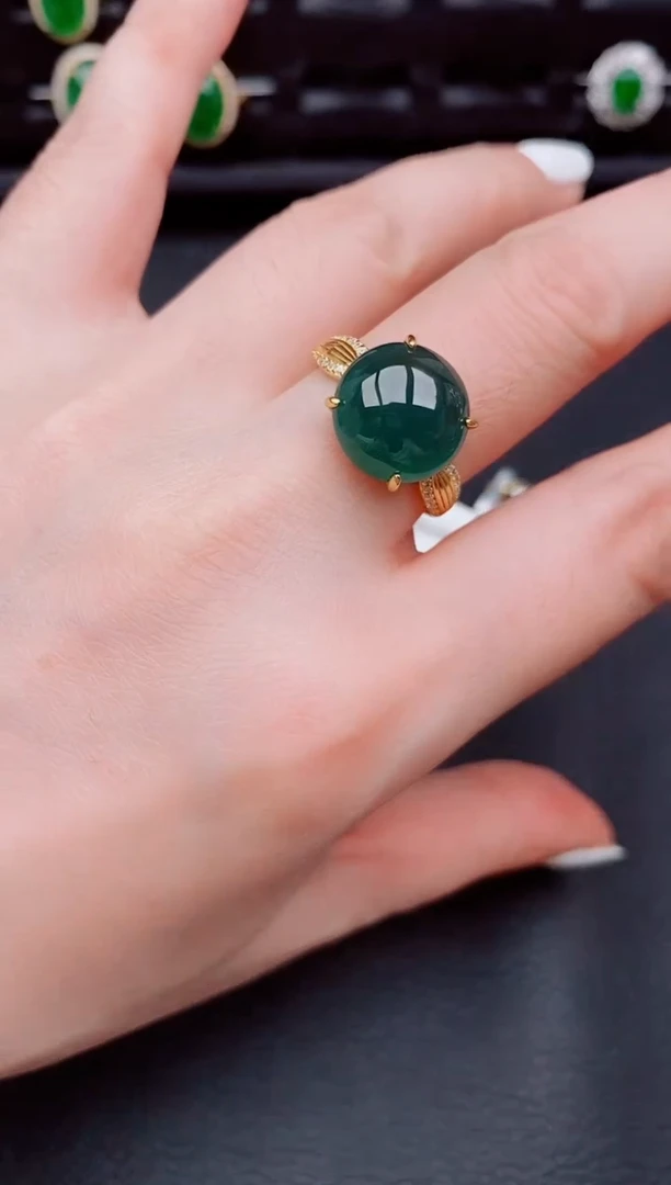 【闪购商品】翡翠戒指银S925镶嵌天然a货翡翠577